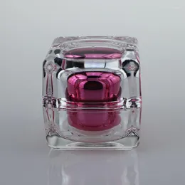 Storage Bottles 50pcs 30ml Pink Crystal Square Acrylic Jar Online Cosmetic 30g Empty Plastic