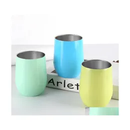 Tassen 12 Unzen Edelstahl Eiförmige Vakuum Insated Wein Kaffee Bauchbecher Tumbler Doppelwandflaschen für Party Hochzeit Schreibtisch Drop Deli Dhqhk