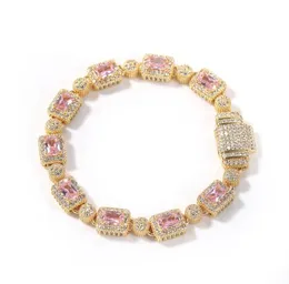Hip Hop Copper inlaid Pink Zircon Tennis Bracelet Men Women Diamond Mixed 7inch 8inch Crystal Bracelets Jewelry Association5364772