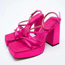 Кромкая качественная платформа 2022 Great New Brand Rosyred High Heels Women Shoes Элегантная вечеринка Lady Madeny Summer Sandals Sandals T221209 906