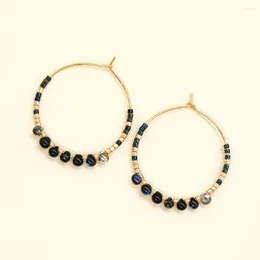 Kolczyki obręcze z kroplami z koralikami haczyka ze stali nierdzewnej Miyuki Vintage Jewelry Akcesoria szklane koraliki proste kolczyki dla kobiet