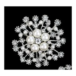 Pins Brooches Ladies Wear Accessories With Big Snowflake Pearl Crystal Brooch Exquisite Flower Pin Wholesale And Retail Drop Delive Dhack