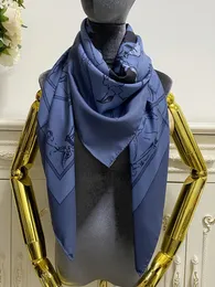 women's square scarf scarves goodquality 100% twill silk material dark blue pint letters horse pattern size 130cm - 130cm