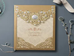 2022結婚式の招待状ゴールドレーザー招待状カードブライダルシャワーエンゲージメント誕生日卒業ビジネスパーティーサプライ6124465
