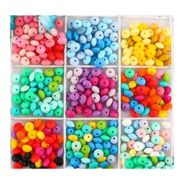 Soothers Teethers Kovict 50Pcs Baby Teething Toys Pearl Sile Beads Lentil 12Mm Teether Diy Necklace Jewelry Bead Care Toy 220602 D Dhl1E