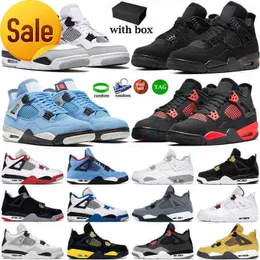 أحذية كرة السلة المنخفضة للرجال نساء Jumpman 4 4S Mens Sneakers العسكرية السوداء الأحمر الرعد الشراع الأسود Cat أبيض Oreo أموال معدنية نقية