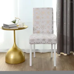 Chair Covers Snowflake Dining Cover Spandex Stretch Seat Slipcovers Christmas Gold Stamping Banquet Living Room Decor P45