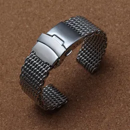 20mm 22mm 24mm Ny h￶gkvalitativ polerad hajmask Watchbands Solid Links Straps Armband Elegant rostfritt st￥l Kampanj 251J