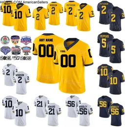 NCAA Michigan Wolverines Football College 5 Jabrill Peppers Jersey 2 Charles Woodson 21 Desmond Howard 56 Lamarr Woodley 2 Shea Patterson 10 Tom Brady
