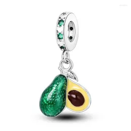 Charms Delicate Enamel Avocado Food Fruit Silver Color Dangle Charm Fit MULA Bracelet Necklace Beads Jewelry Making DIY Gift For Women