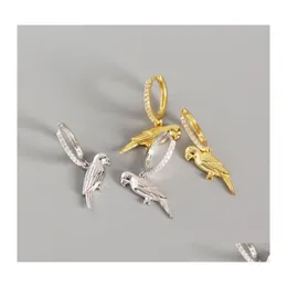 フープハギーエキサイターアニマルオウムオウムペンダント女性のための100 Pure 925 Sterling Zircon EarringBrinco Jewelry YME557 DRO OTD4E