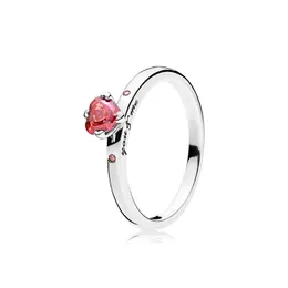 Sparkling Red Heart Ring Women Wedding Jewelry for Pandora Real Sterling Silver CZ Diamond Engagement Gifts Rings med original Box Factory Wholesale