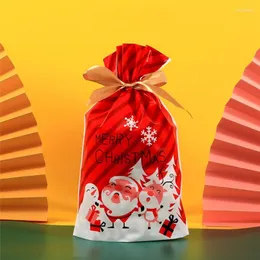 크리스마스 장식 10pc/세트 산타 선물 가방 캔디 눈송이 드로우 스트링 메리 가정 년 선물