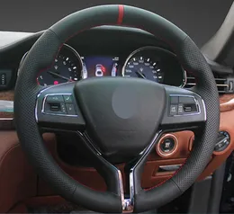 Car Steering Wheel Cover Customized Hand Sewing Braid Cowhide Leather Car Accessories For Maserati Ghibli Levante Quattroporte