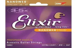 Elixir 16002 Nanoweb Acoustic Guitar Strings Extra Light 1047 Phosphor Bronze1218798