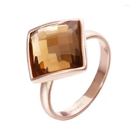 Wedding Rings Ociki Rose Gold Color Square Brown Crystal Engagement Ring For Women Girls Drop Wholesale Gift Italina