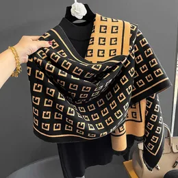 Scarves Hat Glove Set Scarf 2022 New Winter Women's Luxury Brand Knitted Cashmere and Shawl Digner Warm Checker Letter Soccer Shirt