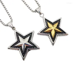 Pendant Necklaces Vintage Color 5 Pointed Star Necklace Unisex 316L Stainless Steel Fashion Geometric 2 Tone Charm Jewelry