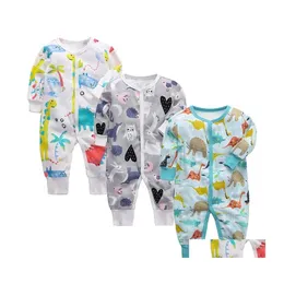 Conjuntos de roupas Autumn Baby Romers de algod￣o Roubo para meninos meninos de manga longa ropa bebe macac￣o menino garotos