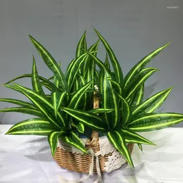 Decorative Flowers 13in Artificial Plants Wall Palm Leaves Tropical Fake Dracaena Tree Lily Bamboo Plastic Magnolia Foliage For Home Garden