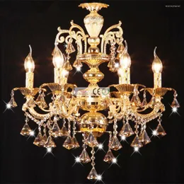 Pendant Lamps Zinc Alloy Crystal Candle Chandelier Living Room Restaurant Bedroom El Penthouse Villa Stairs Chandeliers AC110-240V 6 Arms