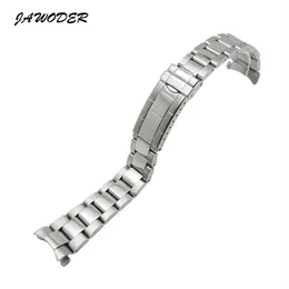 Jawoder Watchband 20mm Men Women Silver Pure Solid Stail Steel Presilishing Watch Watch Band Band Strack Bucklement Buclets 212C