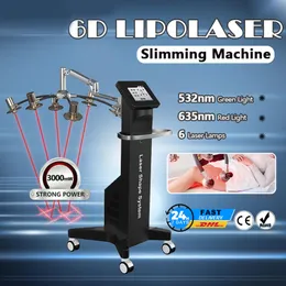 6d minceur 기계 532nm Cool Lipo Laser Lipolaser Lazer Reshape Body Line 635nm 녹색 및 빨간색 체중 감량 장치