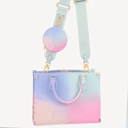 ONTHEGO PM GM Gradient Pastel Designer Tote Large Capacity Patchwork Handbag Fashion Totes Luxury Shoulder Bag Woman Toron Handle Lady