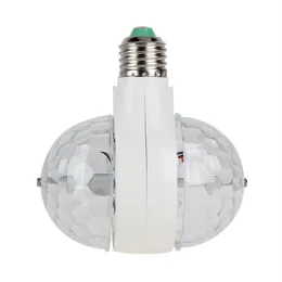 Whole- E27 B22 Dual Head Rotating Lamp 6W RGB LED Bulb Lamp Ball Stage Light Disco DJ Light RGB LED Bulb AC 85-265V252Z