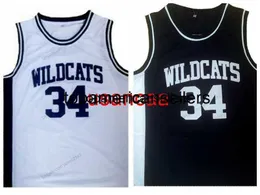 Custom Len Bias #34 Northwestern High School Basketball Jersey heren genaaid witte zwarte maat S-4XL Elke naam en nummer