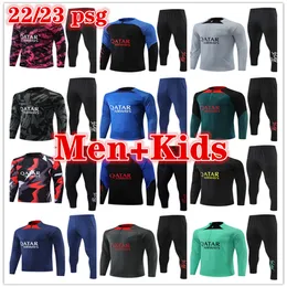 22 23 psgs tuta 2022 2023 MBAPPE bambini e uomini tute tuta da allenamento manica lunga maglie calcio calcio kit uniforme chandal ragazzi adulti survêtement piede