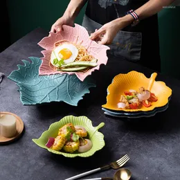 Platten Nordic Blattförmige Keramik Platte Haushalt Geschirr Salat Dessert Hause Dekoration Abendessen Obst Club Ornamente