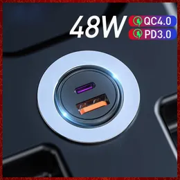 48W QC PD 4.0 3.0 Quick Charge Car Charger for iPhone 12 11 Pro Max Mini Xiaomi Huawei Samsung S10 9 Fast Charging Type C USB Car-charge Automotive Electronics Free ship