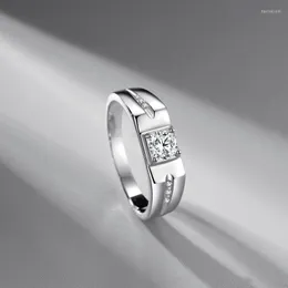 Eheringe Sterling Silber Farbe plattiert Weißgold Herren Domineering Simulation Moissanit Ring Einzigartiges Design Einfacher Trendschmuck