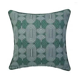 Pillow Contemporary Dark Green Oval Ellipse Ornament Print Faux Linen Case Sofa Chair Home Decorative Cover 45x45 Cm