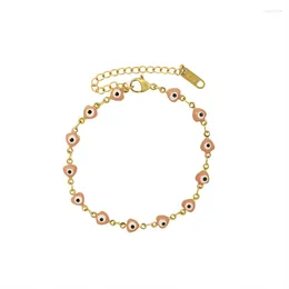 Charmarmband härlig emaljbelagd rosa liten fisk toppkvalitet titanium stål mode smycken för kvinnor flickvän gåvor