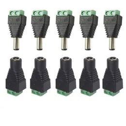 5 5mm x 2 1mm Kvinnlig DC Power Plug -adapter för 5050 3528 5060 Single Color LED -remsa och CCTV -kameror2426