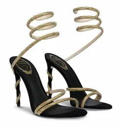 Rene Caovilla Women Top-Quality Sandals Summer Shoes Renes Caovillas Lady Pumps Sexy Stileetto-Heels Bridal Party Weeding Margot Jewel Eu35-43.Original Box