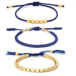 Bracelets de charme originais tibetanos artesanais Buddhist Lucky Set para homens homens azuis nós com contas de cobre Bracelete trançado amuleto