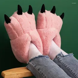 Slippers Winter Women Plush Cute Cartoon Bear Cotton Shoes Fleece Warm Home Non-slip Silent Cloth Sole Indoor Boots