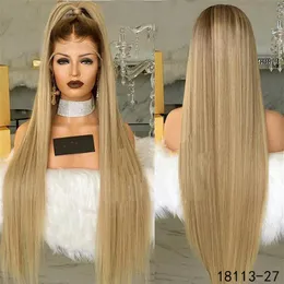 12-26 inç düz sentetik dantel ön peruk simülasyonu insan saç perukları ombre renk perruques de cheveux humains pelucas 18113-2286r