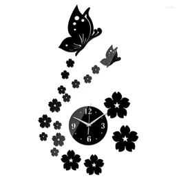 Wall Clocks Special Offer Modern Sale Watch Butterflies Flowers Clock Mirror 3d Watches Time-limited Acrylic