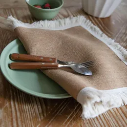 Tovagliolo da tavola Tovaglioli di lino Tovaglietta in cotone con nappe in tessuto Ristorante Cafe Rettangolo Ciotola Tazza di caffè Decorazione per cena