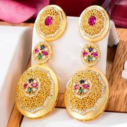 Dangle Earrings Kellybola Fashion Luxury Zircon Gold Pendant Women Girls Wedding Banquet Performance Daily Design Jewelry Accessories