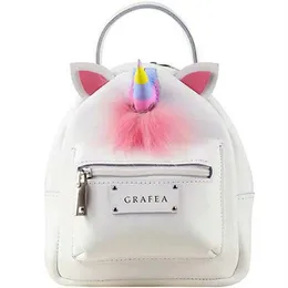 Horn Unicorn Backpack Grafea Day Pack Nice Girl School Bag Pu 가죽 팩 사행 품질 품질 배낭 스포츠 학교 가방 야외 데이 팩 3565