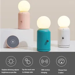 Bordslampor trådlös laddning LED -skrivbordslampa USB laddningsbar 10W färgglada sängen nattljus ögonskyddsljus