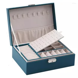 Jewelry Pouches PU Leather Box Double-Layer High Capacity European-Style Packaging Storage With Drawer Winter Gift