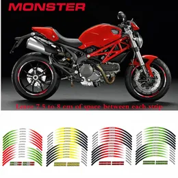 Motorcycle tire inner edge stripe protection stickers night reflective security alert durable decals for DUCATI MONSTER 695 696 798323968