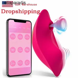 Giocattolo del sesso Massaggiatore Bluetooth Farfalla Indossabile Ventosa per clitoride Us Magazzino Mutandine Vibratore App femminile Giocattoli per giocattoli con telecomando per donne