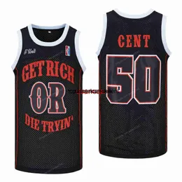 Maglia da basket da uomo Custom Cent #50 G Unit Get Rich or Die Tryin' Hip Hop Stitched S-4XL Qualsiasi nome e numero